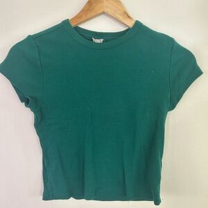 Maeve Teal Short Sleeve Ribbed Top